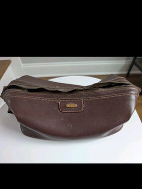 Vintage John Weitz by Buxton Brown Dopp Kit Toiletry Shaving Bag Travel Case